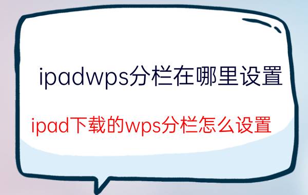 ipadwps分栏在哪里设置 ipad下载的wps分栏怎么设置？